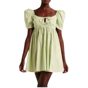 Abercrombie Green puff sleeve mini dress